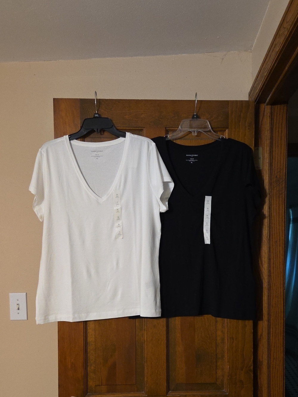 Banana Republic Timeless Tees, Classic V-Neck Women's Tee - White and Black